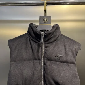 Replica Prada Logo Wool Down Vest Black Reps - RepLuxe