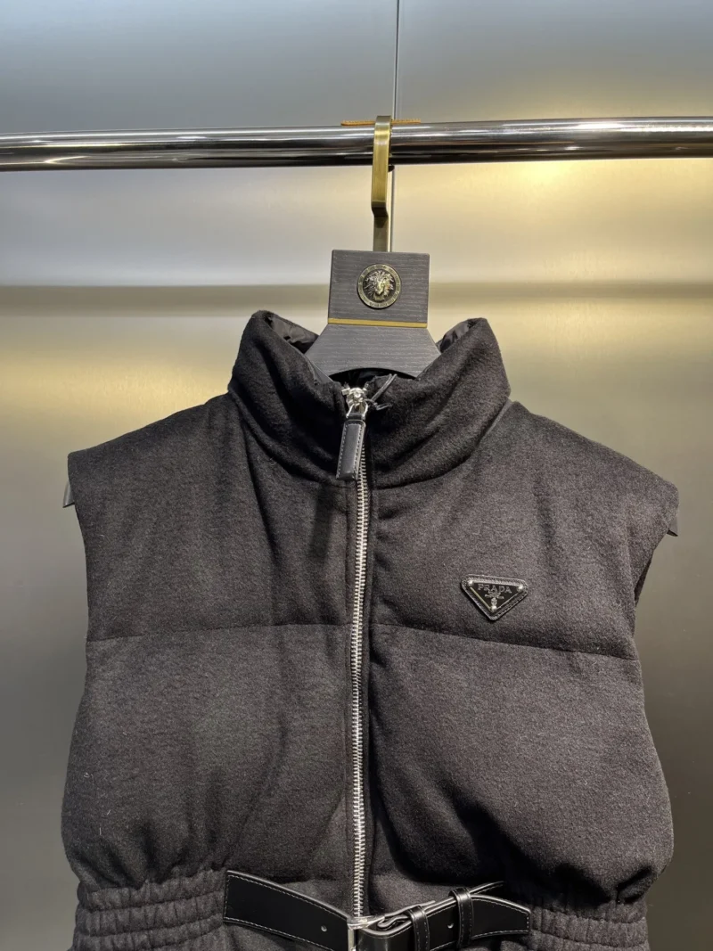 Replica Prada Logo Wool Down Vest Black Reps - RepLuxe
