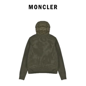 Replica Moncler Knit Hooded Down Jacket Olive Reps - RepLuxe