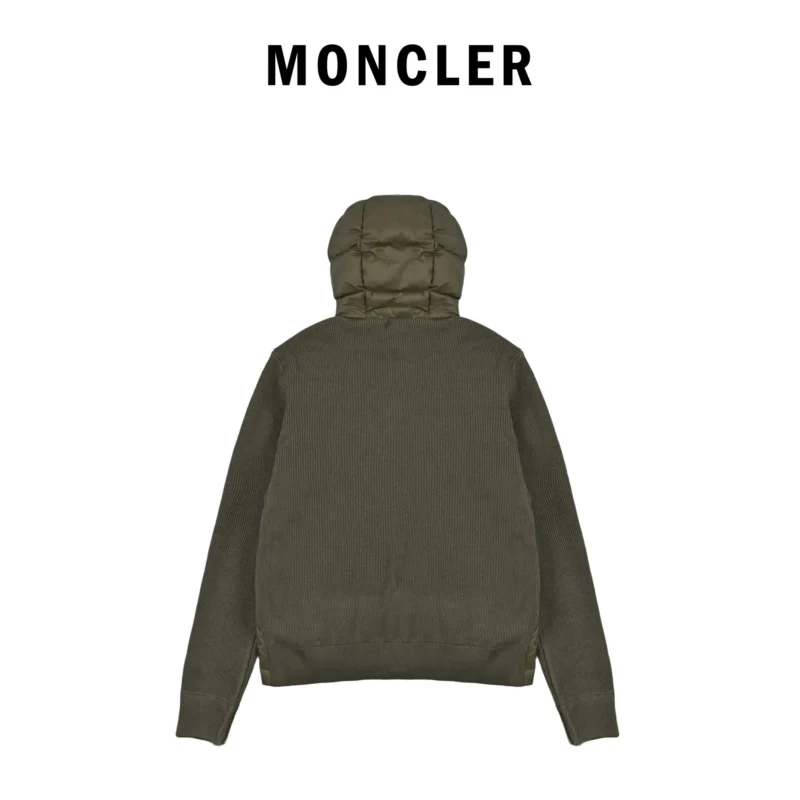 Replica Moncler Knit Hooded Down Jacket Olive Reps - RepLuxe