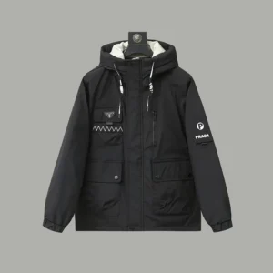 Replica Prada Hooded Down Jacket White Unisex Reps - RepLuxe