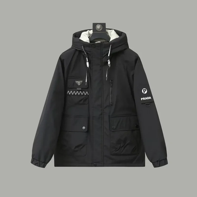 Replica Prada Hooded Down Jacket White Unisex Reps - RepLuxe