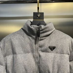 Replica Prada Down Jacket Grey Stand Collar Style Reps - RepLuxe