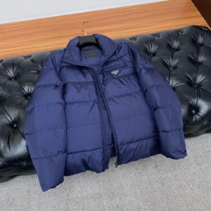 Replica Prada Fall Winter Stand Collar Puffer Jacket Blue Reps - RepLuxe