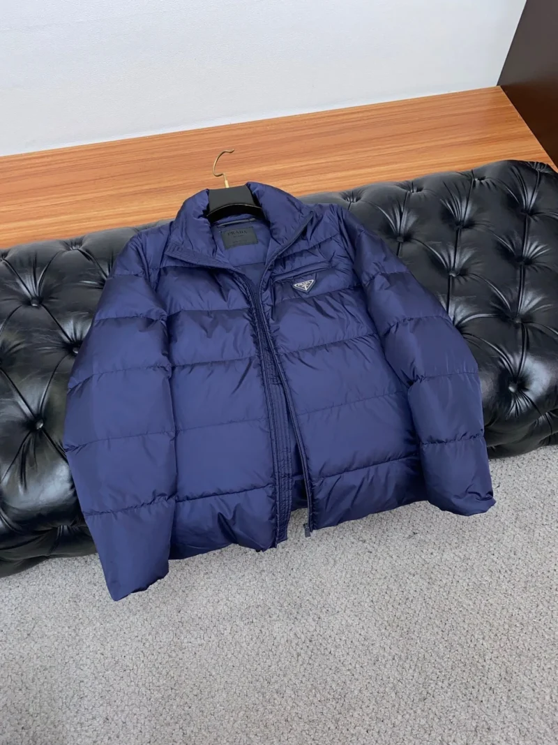 Replica Prada Fall Winter Stand Collar Puffer Jacket Blue Reps - RepLuxe