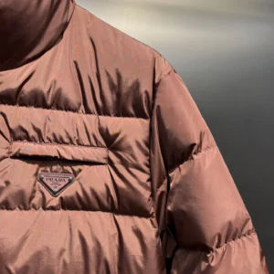 Replica Prada Biker Down Jacket Brown Hooded Reps - RepLuxe