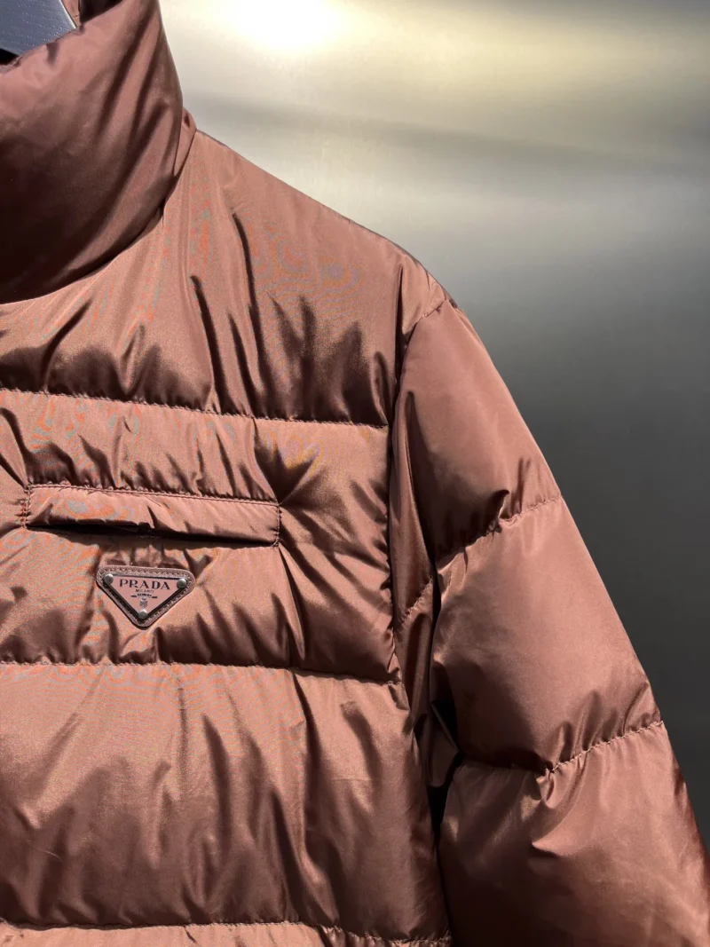 Replica Prada Biker Down Jacket Brown Hooded Reps - RepLuxe