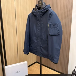 Replica Prada Down Jacket Hooded Blue Parka Reps - RepLuxe