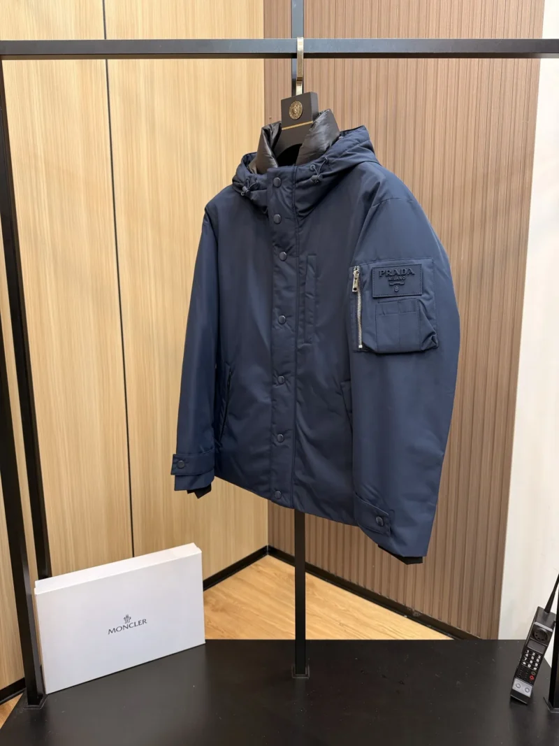Replica Prada Down Jacket Hooded Blue Parka Reps - RepLuxe
