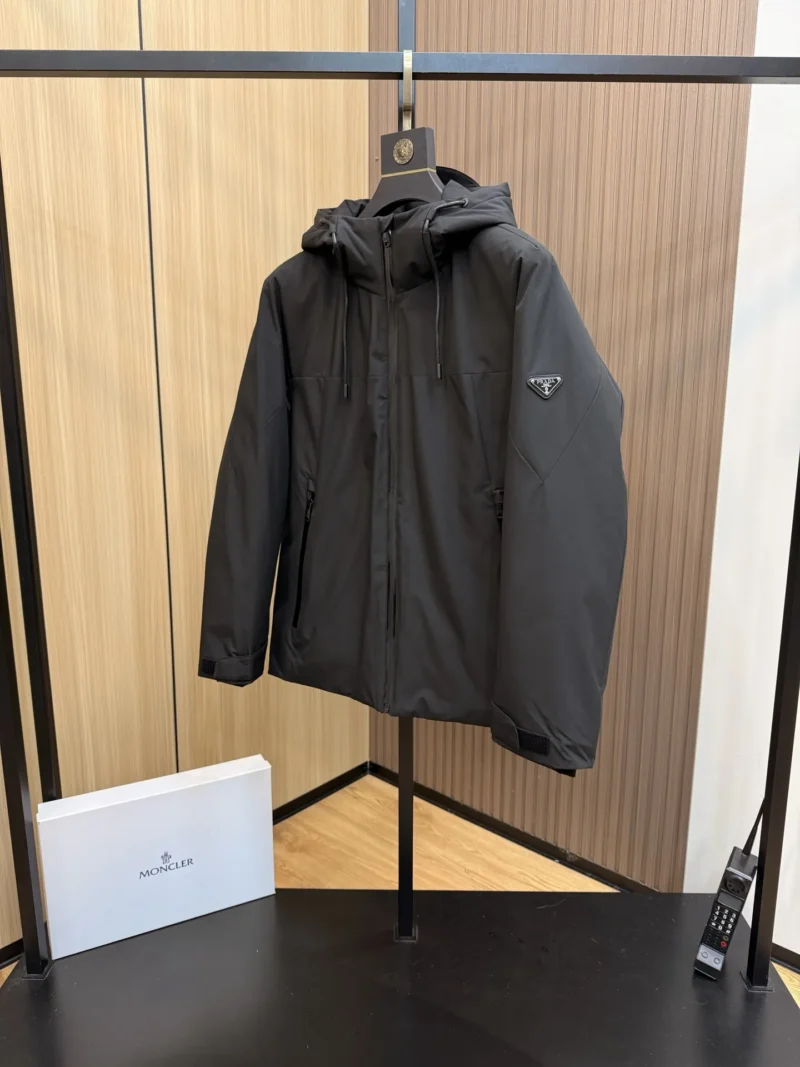 Replica Prada Down Jacket Black Hooded Style Reps - RepLuxe