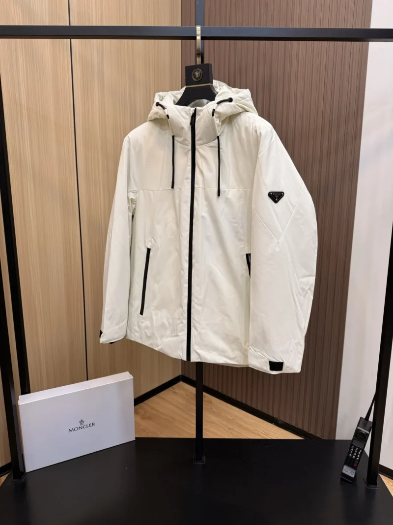 Replica Prada Down Jacket White Hooded Style Reps - RepLuxe
