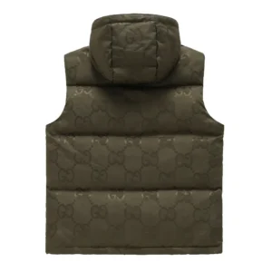 Replica Gucci GG Canvas Hooded Down Vest Olive Green Reps - RepLuxe