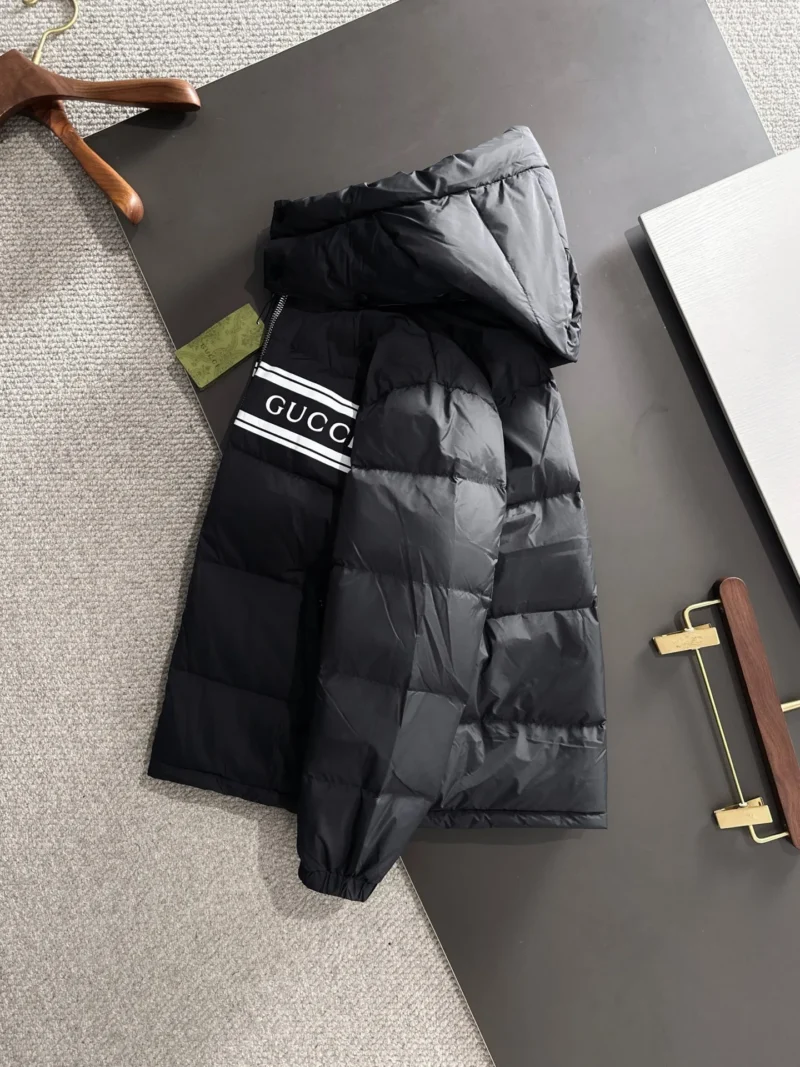 Replica Gucci Longue Saion Down Jacket Black Hooded Reps - RepLuxe