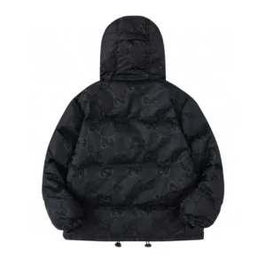 Replica Gucci Monogram Down Jacket Black Hooded Reps - RepLuxe