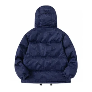Replica Gucci Monogram Down Jacket Blue Hooded Reps - RepLuxe