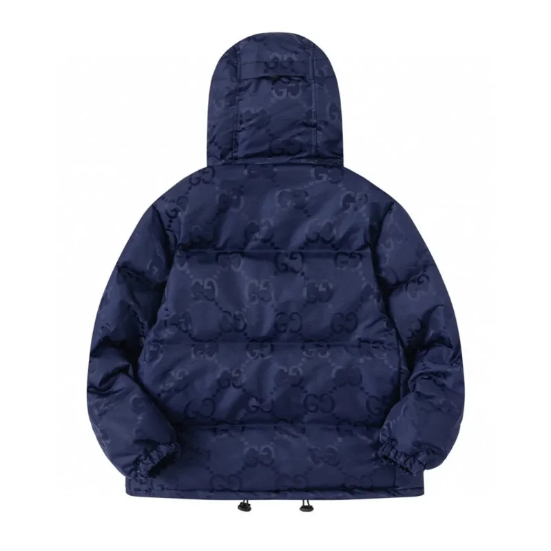 Replica Gucci Monogram Down Jacket Blue Hooded Reps - RepLuxe