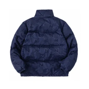 Replica Gucci Logo Jacquard Down Jacket Blue Reps - RepLuxe