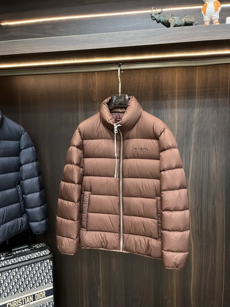 Replica Gucci 2025 Down Jacket Brown Stand Collar Reps - RepLuxe