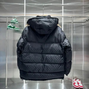 Replica Gucci GG Down Jacket Black with Beige Trim Reps - RepLuxe