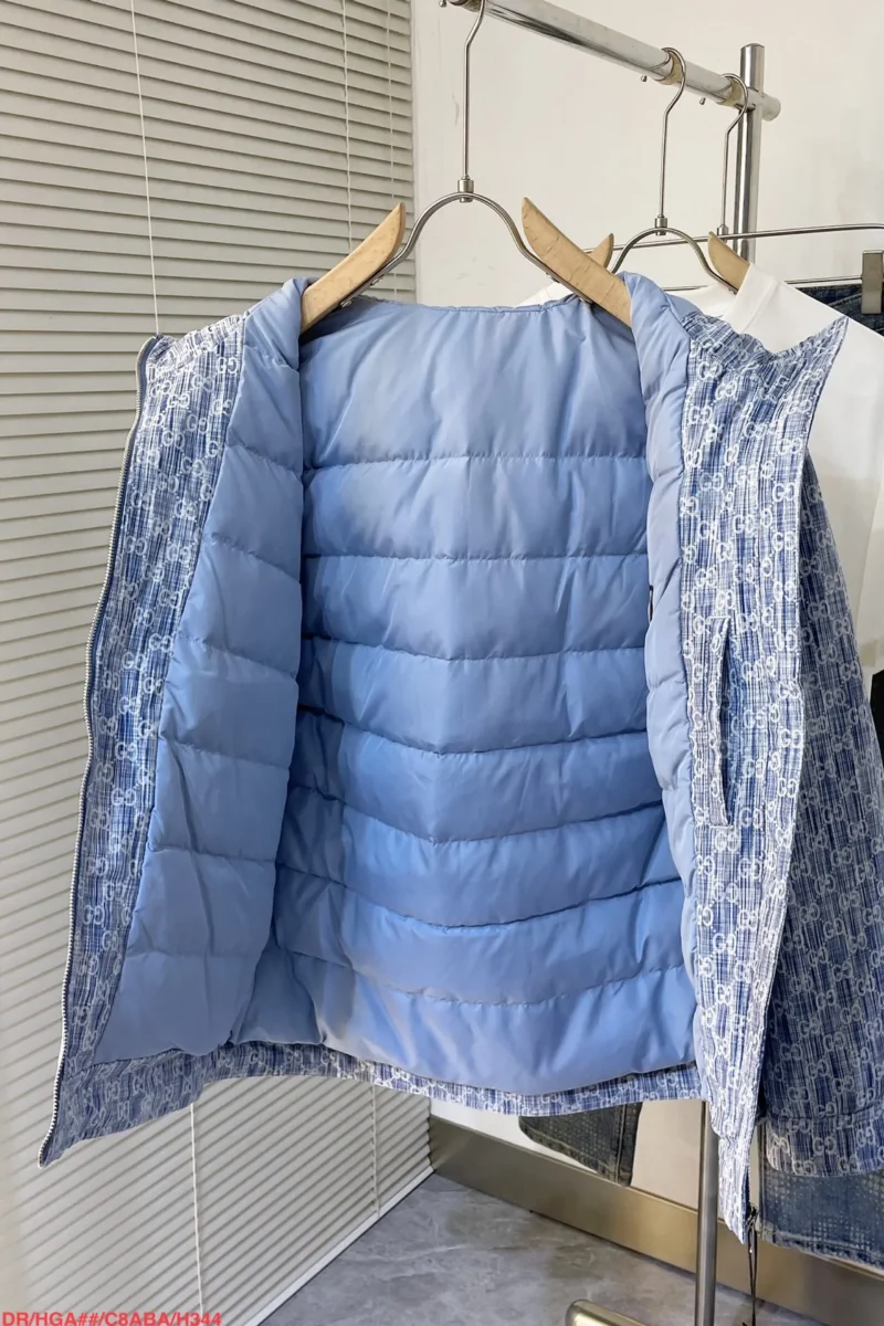 Replica Gucci Jacquard Denim Down Jacket Blue Regular Reps - RepLuxe