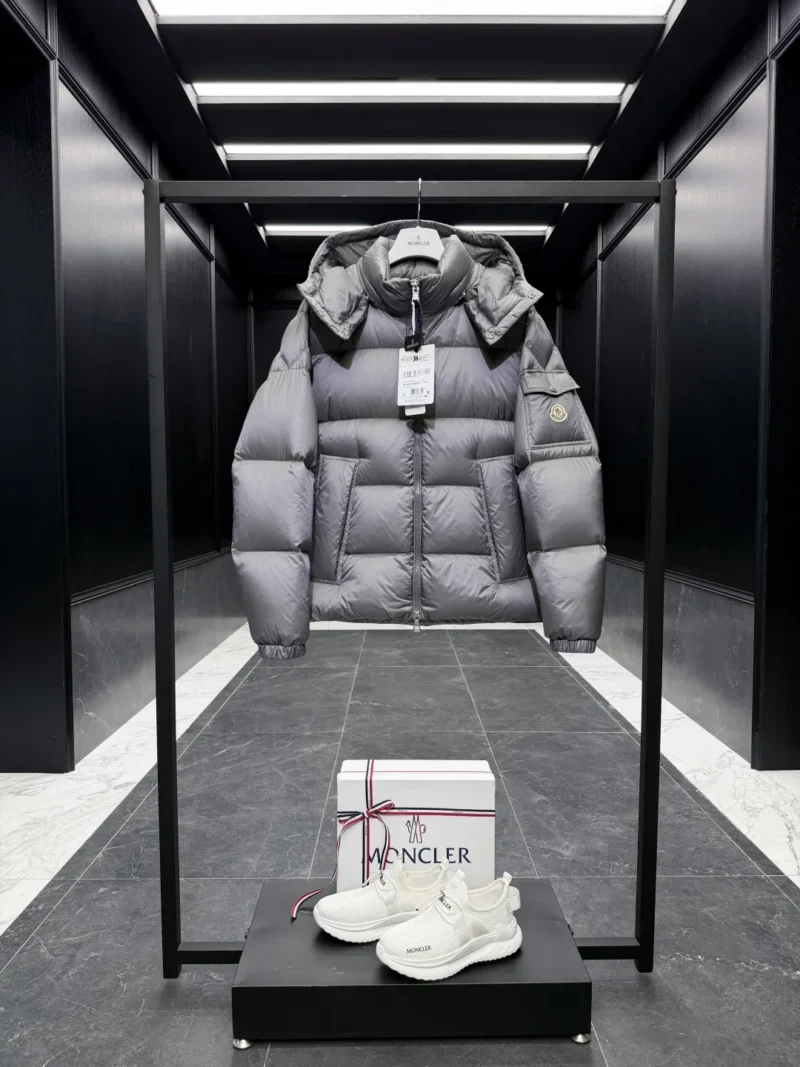 Replica Moncler Couyere Down Jacket Grey Hooded Reps - RepLuxe