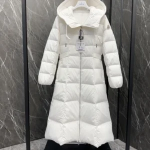 Replica Moncler Faucon Long Down Coat White Women Reps - RepLuxe