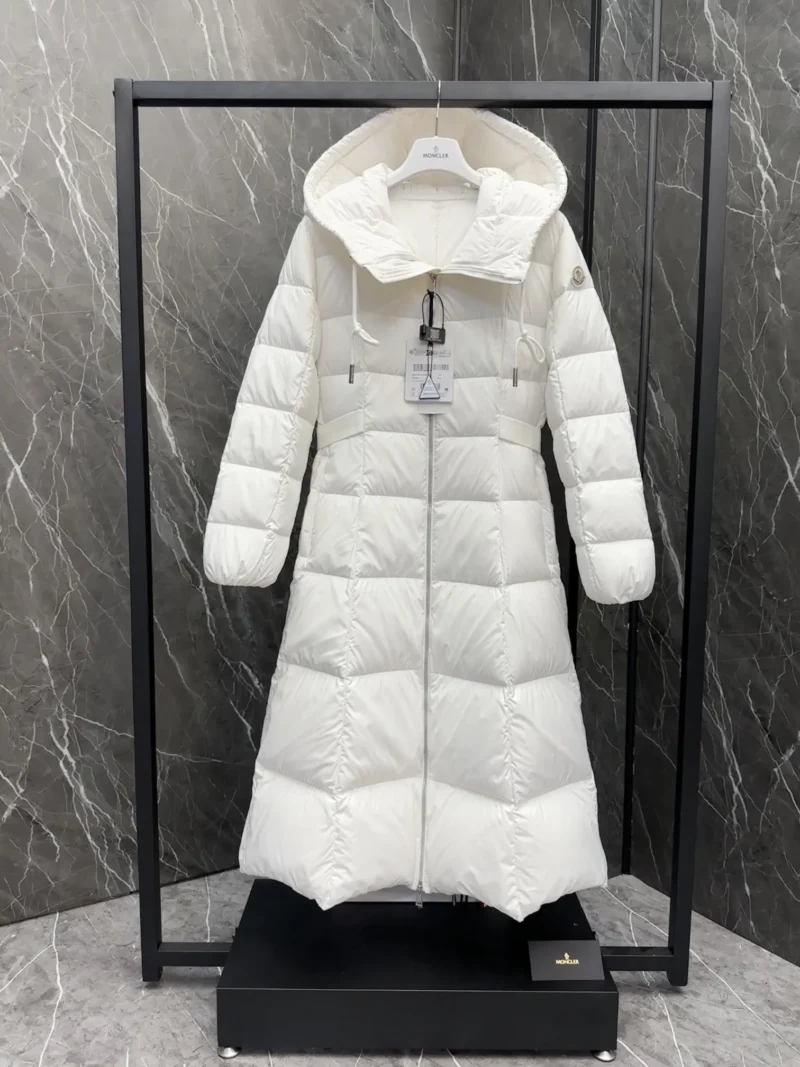 Replica Moncler Faucon Long Down Coat White Women Reps - RepLuxe