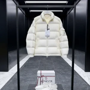Replica Moncler Levitha Down Jacket White Stand Collar Reps - RepLuxe