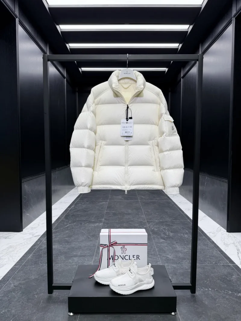 Replica Moncler Levitha Down Jacket White Stand Collar Reps - RepLuxe