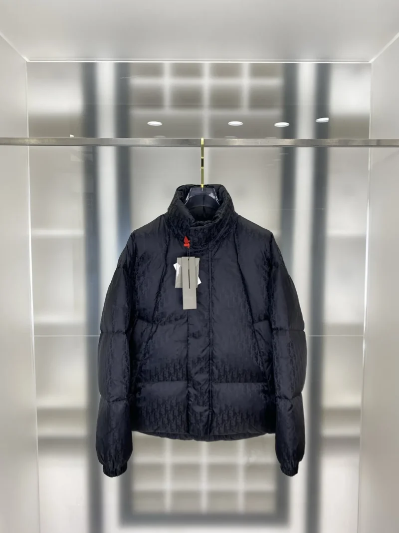 Replica Dior Oblique Down Jacket Black Stand Collar Reps - RepLuxe