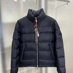 Replica Dior Oblique Down Jacket Black Stand Collar Reps - RepLuxe