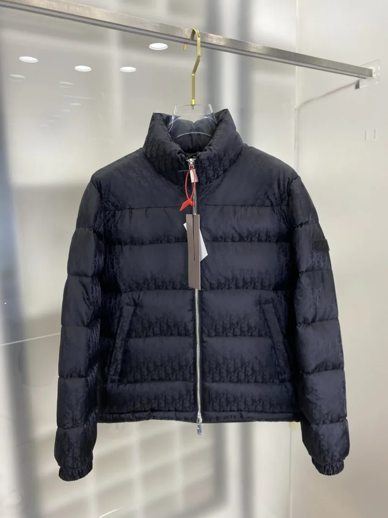 Replica Dior Oblique Down Jacket Black Stand Collar Reps - RepLuxe