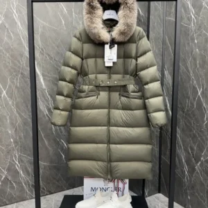 Replica Moncler Boedic Down Jacket Olive Green Long Reps - RepLuxe