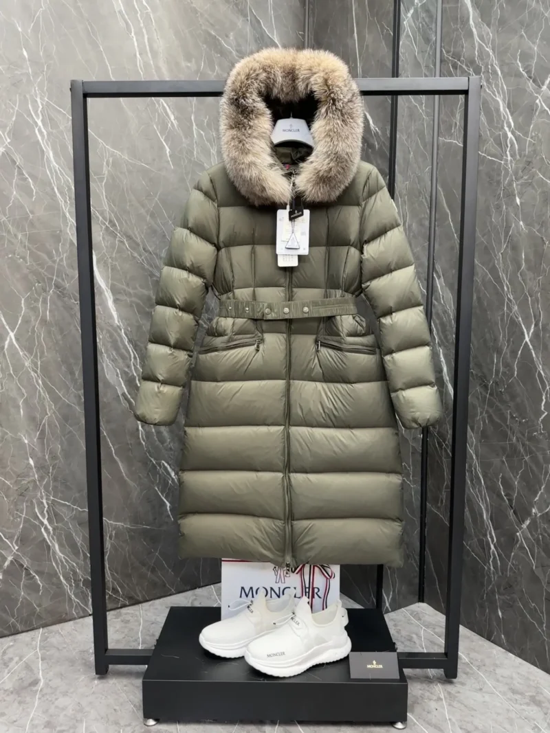 Replica Moncler Boedic Down Jacket Olive Green Long Reps - RepLuxe