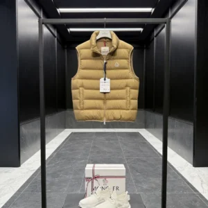 Replica Moncler Contrin Mens Vest Beige Quilted Reps - RepLuxe