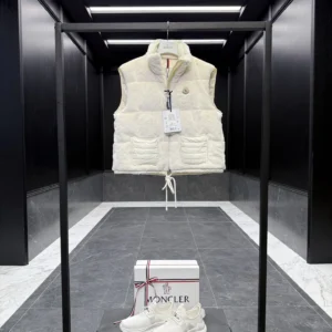 Replica Moncler Arques Womens Vest White Teddy Fleece Reps - RepLuxe