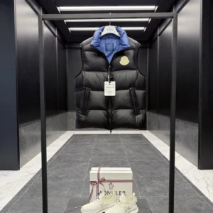 Replica Moncler Sumido Vest Black Stand Collar Reps - RepLuxe