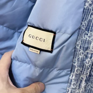Replica Gucci Jacquard Denim Down Jacket Blue Regular Reps - RepLuxe