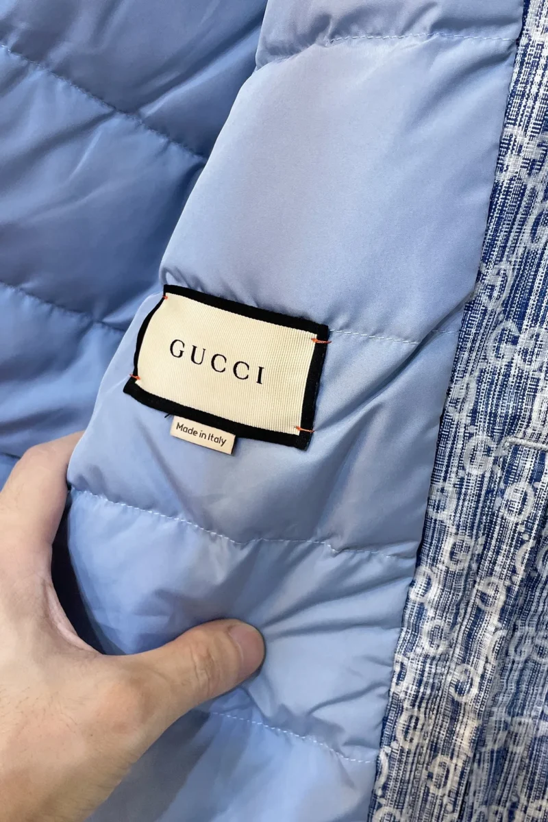 Replica Gucci Jacquard Denim Down Jacket Blue Regular Reps - RepLuxe