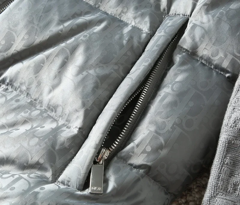 Replica Dior Knit Down Jacket Grey Unisex Style Reps - RepLuxe