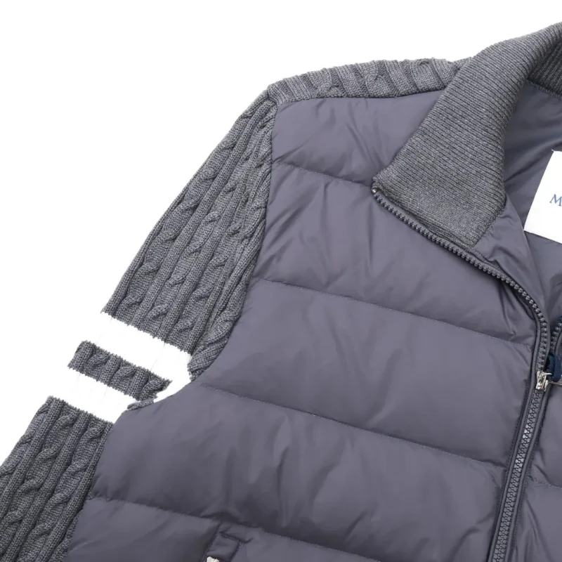 Replica Moncler Knit Down Jacket Grey Stand Collar Reps - RepLuxe