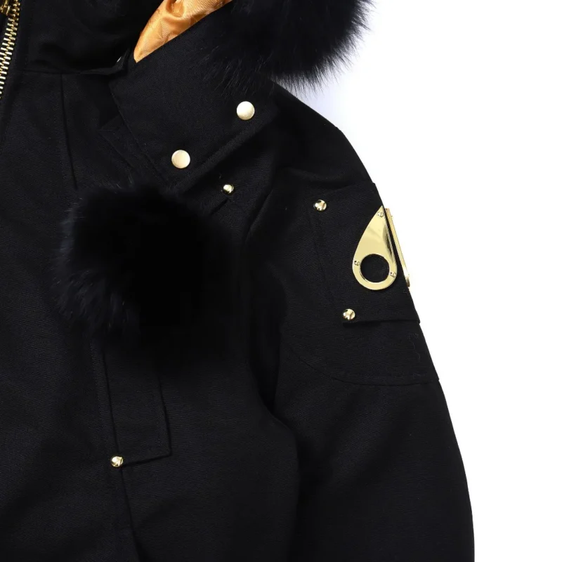 Replica Moose Knuckles Gold Scissor Jacket Black Bomber Reps - RepLuxe