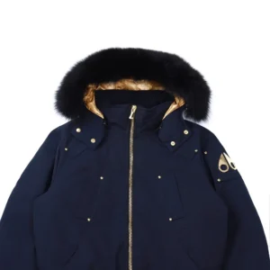 Replica Moose Knuckles Gold Scissor Jacket Navy Blue Reps - RepLuxe