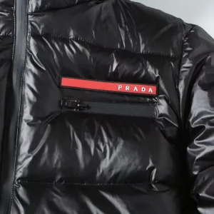 Replica Prada Hooded Down Jacket Black Unisex Reps - RepLuxe