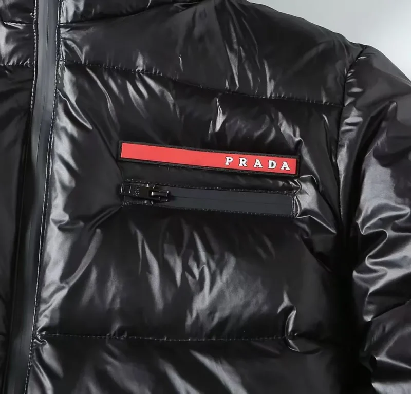 Replica Prada Hooded Down Jacket Black Unisex Reps - RepLuxe