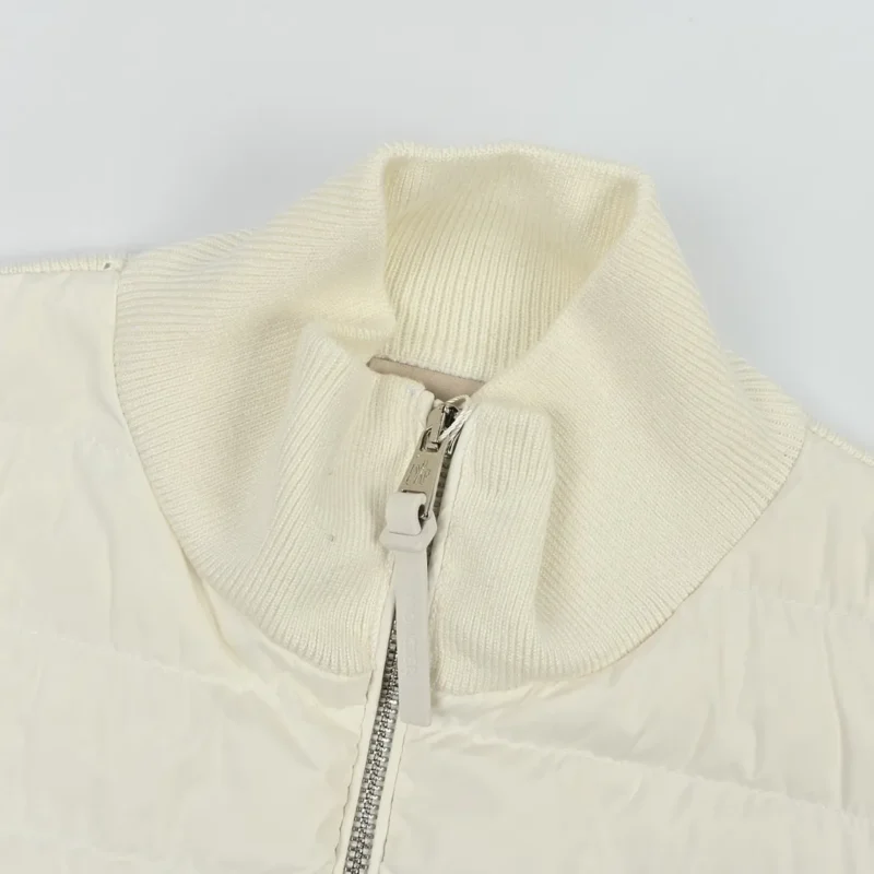 Replica Moncler Knit Down Jacket White Stand Collar Reps - RepLuxe