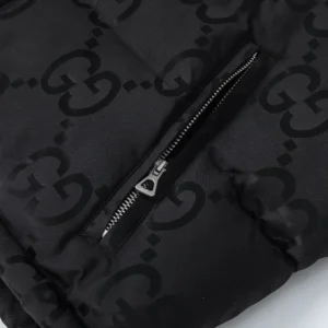 Replica Gucci Monogram Down Jacket Black Hooded Reps - RepLuxe