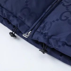 Replica Gucci Monogram Down Jacket Blue Hooded Reps - RepLuxe