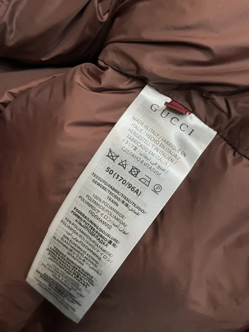 Replica Gucci 2025 Down Jacket Brown Stand Collar Reps - RepLuxe