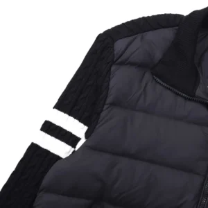 Replica Moncler Knit Down Jacket Black Stand Collar Reps - RepLuxe